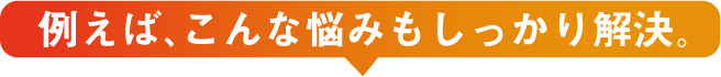 例えば、こんな悩みもしっかり解決。